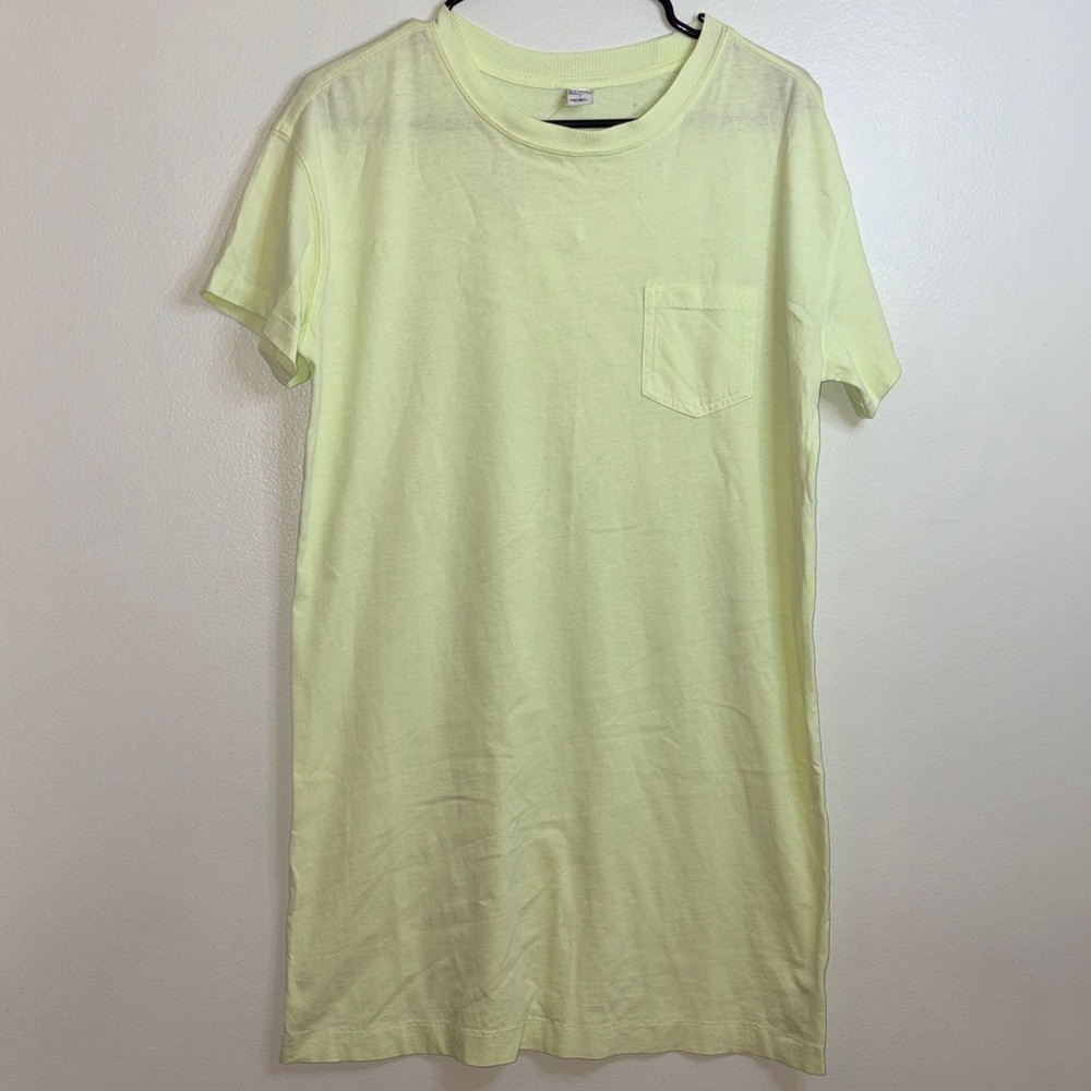 Old Navy Light Yellow T-Shirt Dress with Crew Neck